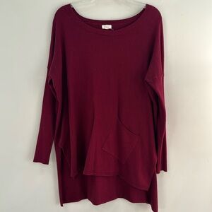 Debut Women's Maroon Poncho Sweater-Size M/L